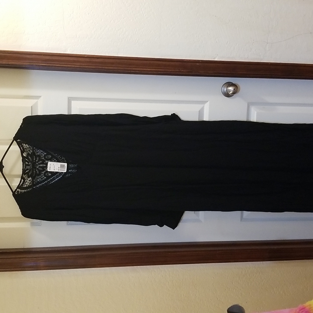 Forever 21 Black Maxi Dress with Lace Yoke